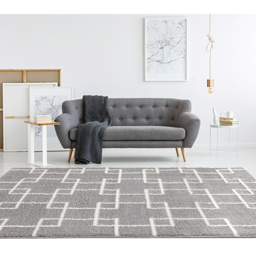 Kashyapa Rugs Collection -Grey Super Soft Microfiber Silk Touch Shaggy Luxury Rug.