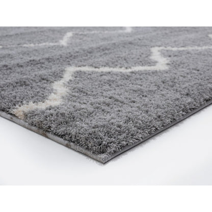 Grey & White  Super Soft Microfiber Silk Touch Shaggy Rug.