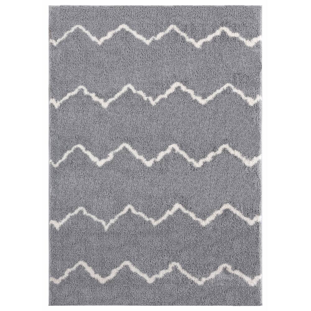 Grey & White  Super Soft Microfiber Silk Touch Shaggy Rug.