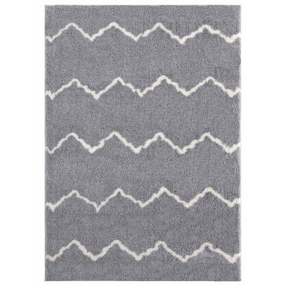 Grey & White  Super Soft Microfiber Silk Touch Shaggy Rug.