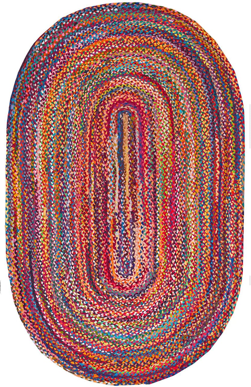 Cotton Chindi Oval Braided Area Rugs.