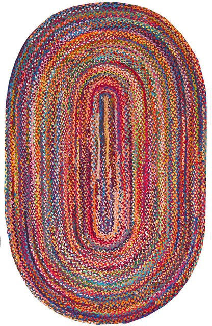 Cotton Chindi Oval Braided Area Rugs.