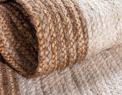 Kashyapa Rug Collection- Natural With White Jute Oval Braided Living Area Rug.