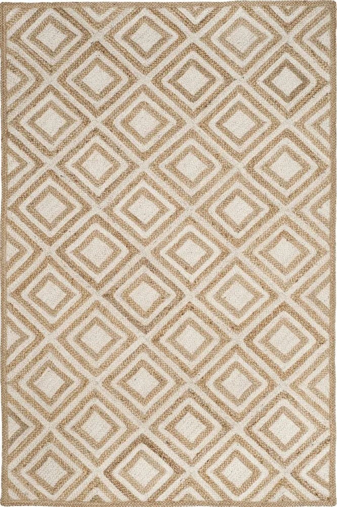 Kashyapa Rugs Collection -Braided Natural White Daimond jute hand-woven Area Rug.