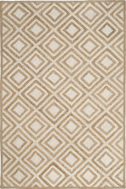 Braided Natural White Daimond jute hand-woven Area Rug.