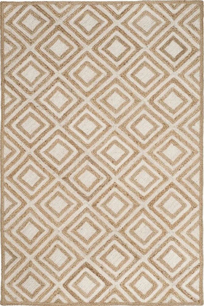 Braided Natural White Daimond jute hand-woven Area Rug.
