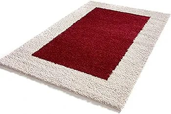 Kashyapa Rugs Collection - Red & Ivory Premium Extra Soft Microfiber Rug.