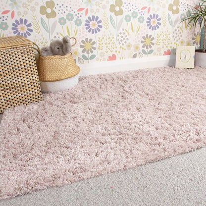 Kashyapa Rugs Collection -Pink Shaggy Rug For Soft touch Microfiber Hand tufted Luxury Carpet anti-slip.