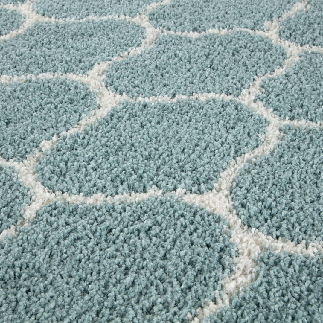 Micro Aqua and Ivory Moroccon Premium Design Carpet.