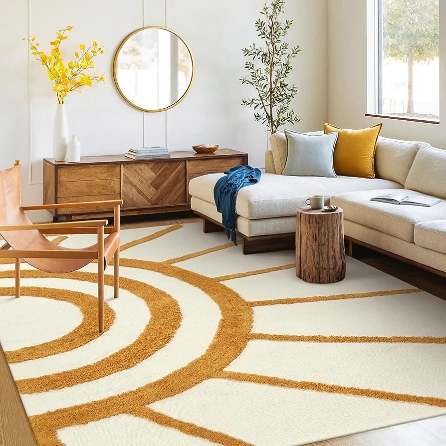 Multi Modern Shaggy Microfiber Living Area Carpet.