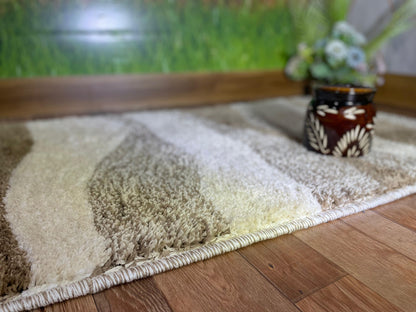 Premium Micro Beige, Ivory & Mix, Multi Colour Waves Bedside Runner