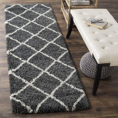 Dark Grey & White Premium Microfiber Runner – Soft Feel, Anti-Skid Rubber Backing