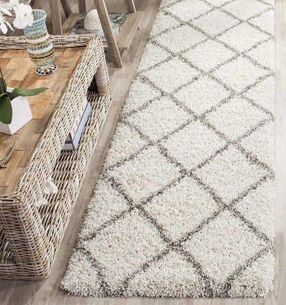 Ivory with Grey Beautiful Premium Micro Runner - Soft Feel, Anti-Skid Rubber Backing