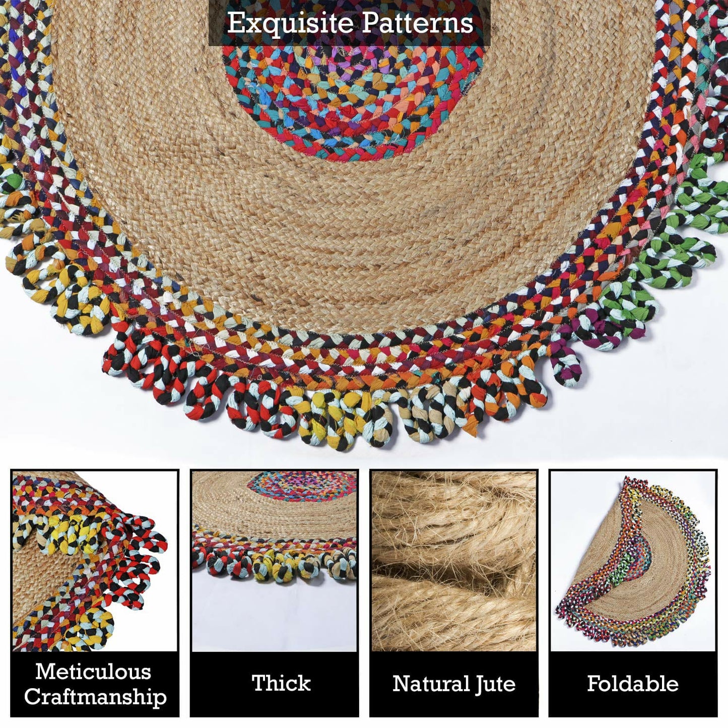 Round Jute and Chindi Braided Area Rug