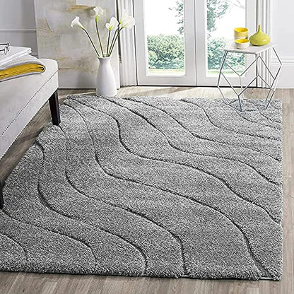 Grey Wavs Carpet Premium Microfiber Shaggy Carpet Rug
