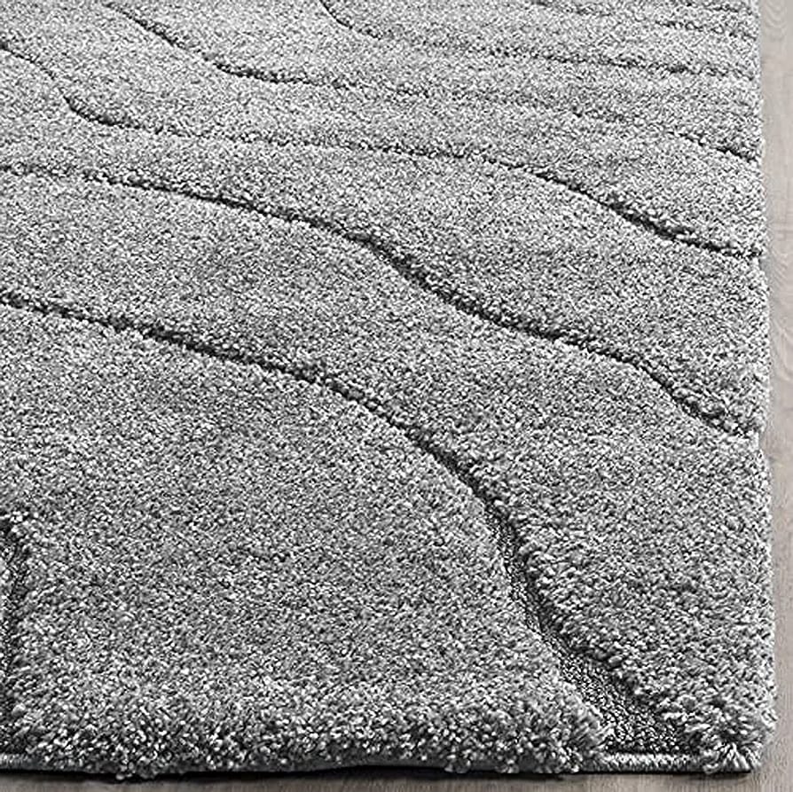 Luxury Grey Waves Shaggy Carpet – Ultra Soft Microfiber & Anti-Skid Backing
