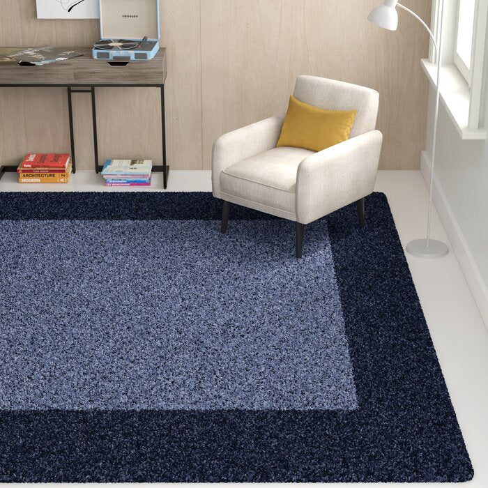 Micro Plain Blue Soft Modern Shaggy Rug.