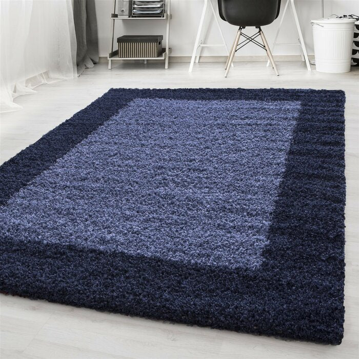 Micro Plain Blue Soft Modern Shaggy Rug.