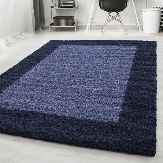 Micro Plain Blue Soft Modern Shaggy Rug.