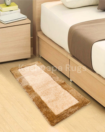 Premium soft Microfiber Bedside Runner Shaggy carpet. Ivory & Beige Colour
