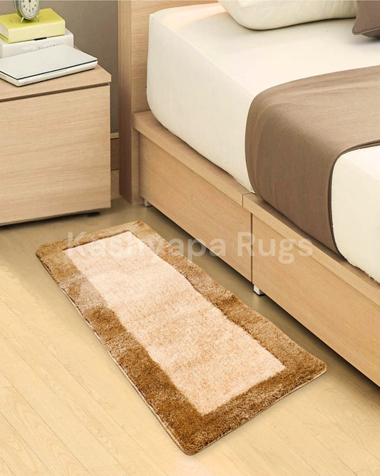 Premium soft Microfiber Bedside Runner Shaggy carpet. Ivory & Beige Colour