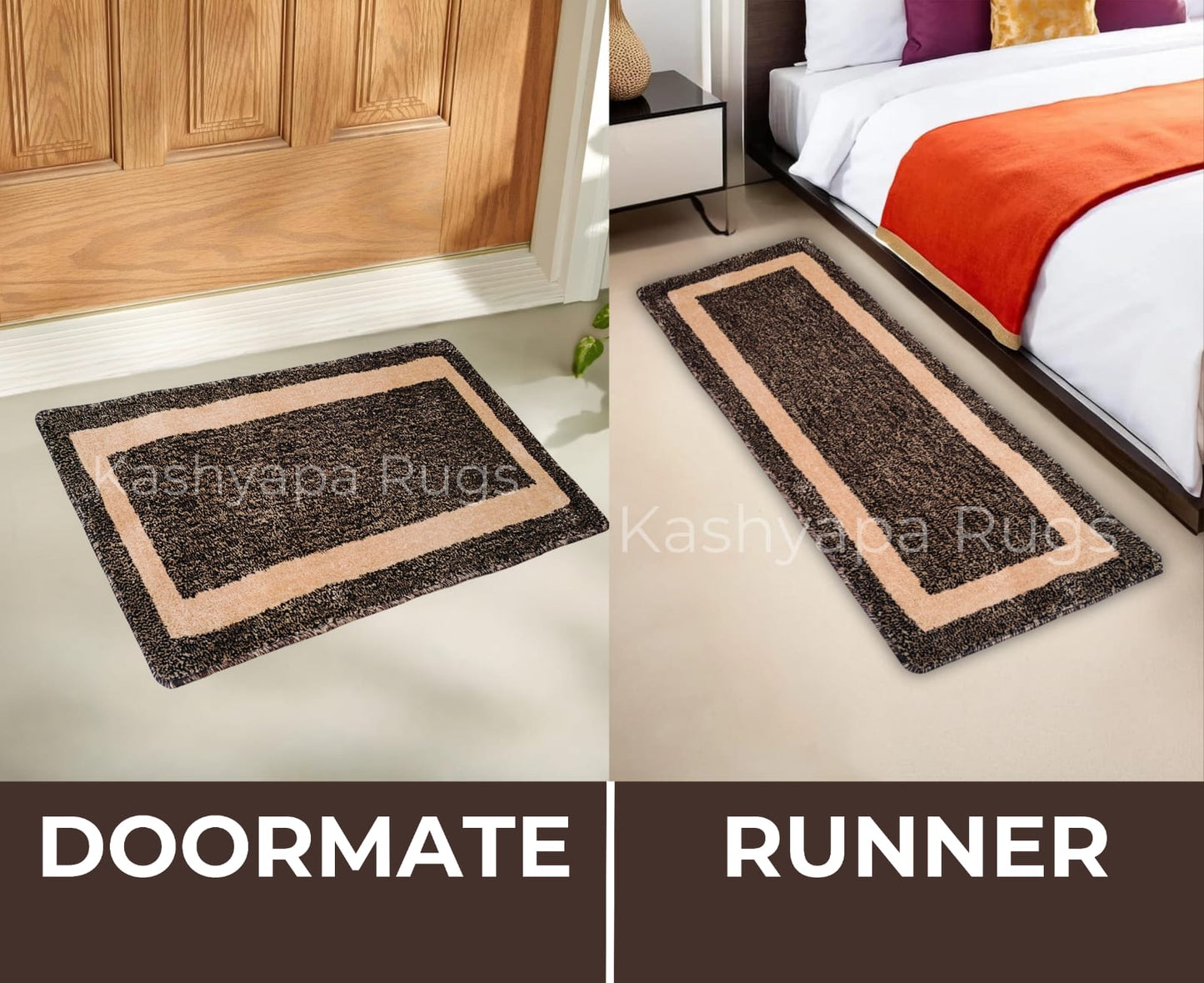 KashyapaRugs Doormat And Indoor Bedside Runner Shaggy Rug. Size 40x60 cm and 2x6 Feet,  Affordable price Set