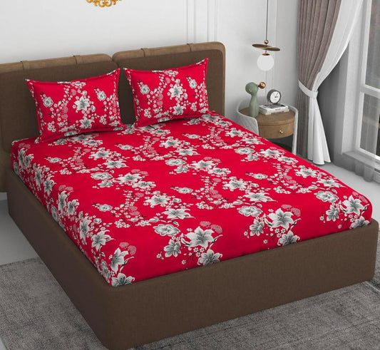 Kashyapa Rugs  Premium Cotton Fitted Bedsheet – King Size with 2 Pillow Covers