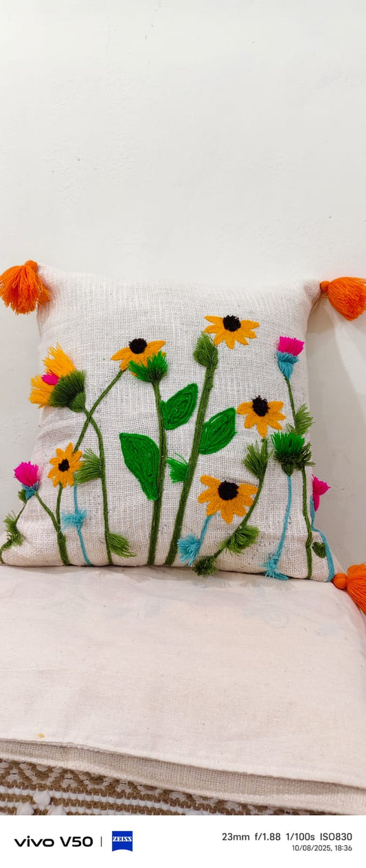 Elegant Designer Cushion Covers – Soft & Durable with Beautiful Floral Embroidery for Living Room Sofa