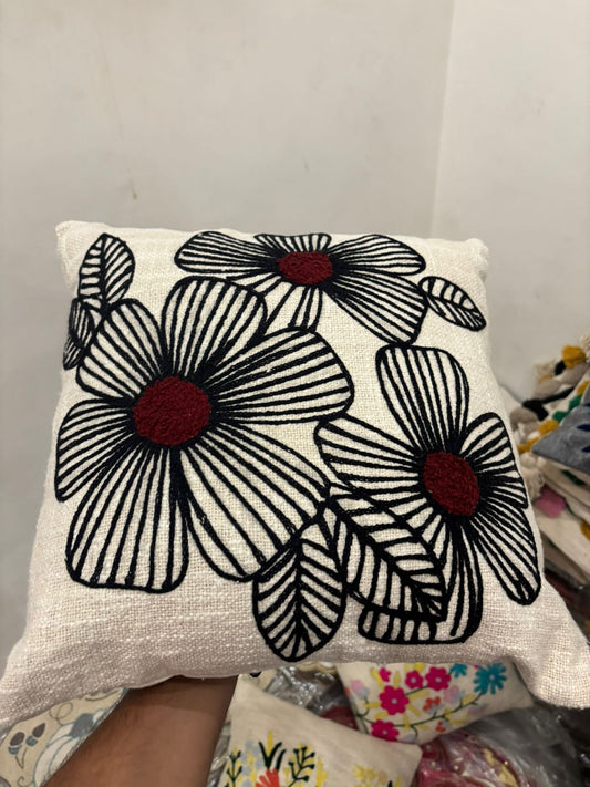 Elegant Designer Cushion Covers – Soft & Durable with Beautiful Floral Embroidery for Living Room Sofa