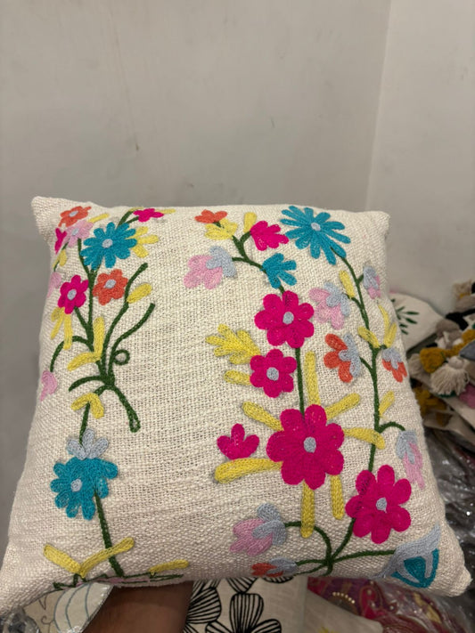 Elegant Designer Cushion Covers – Soft & Durable with Beautiful Floral Embroidery for Living Room Sofa