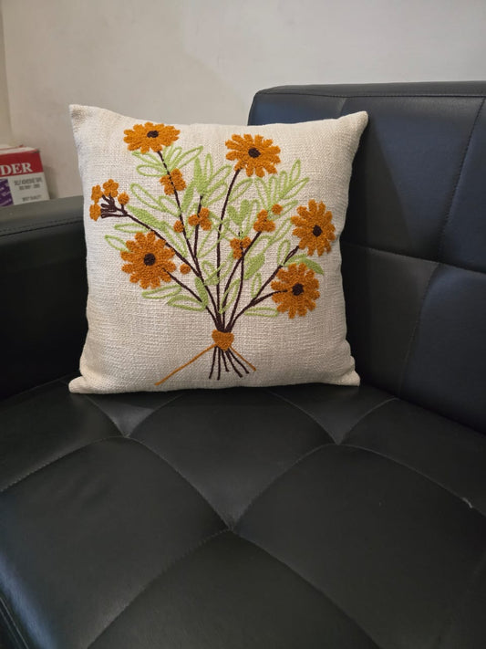 Elegant Designer Cushion Covers – Soft & Durable with Beautiful Floral Embroidery for Living Room Sofa