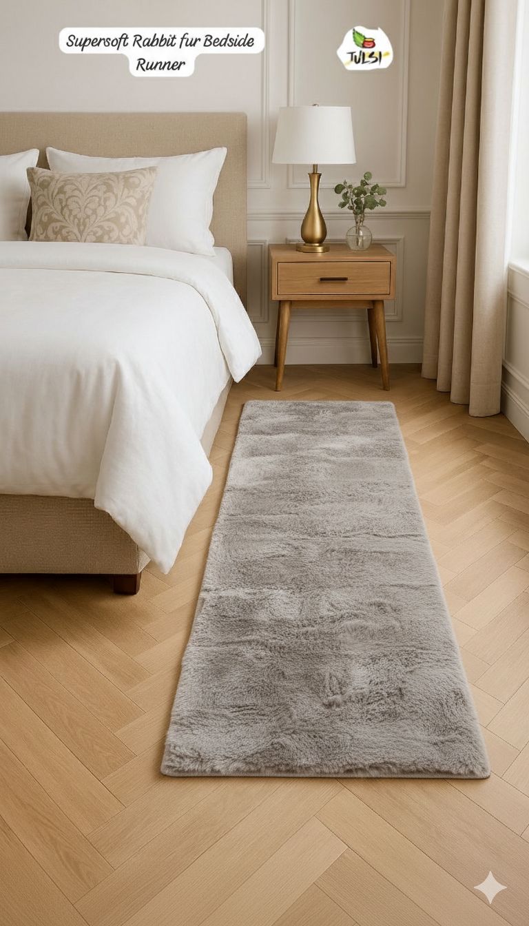 Supersoft Light Grey Rabbit Fur for Cozy Bedside Comfort