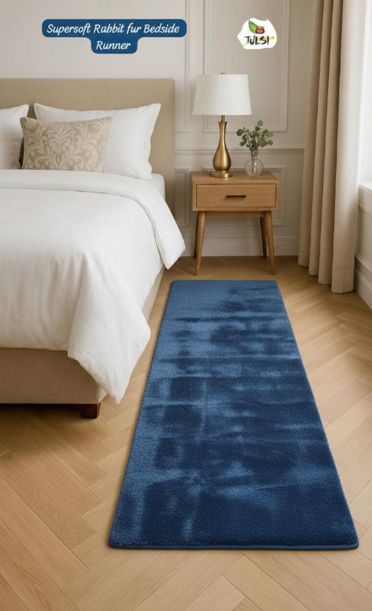 Supersoft Blue Rabbit Fur for Cozy Bedside Comfort