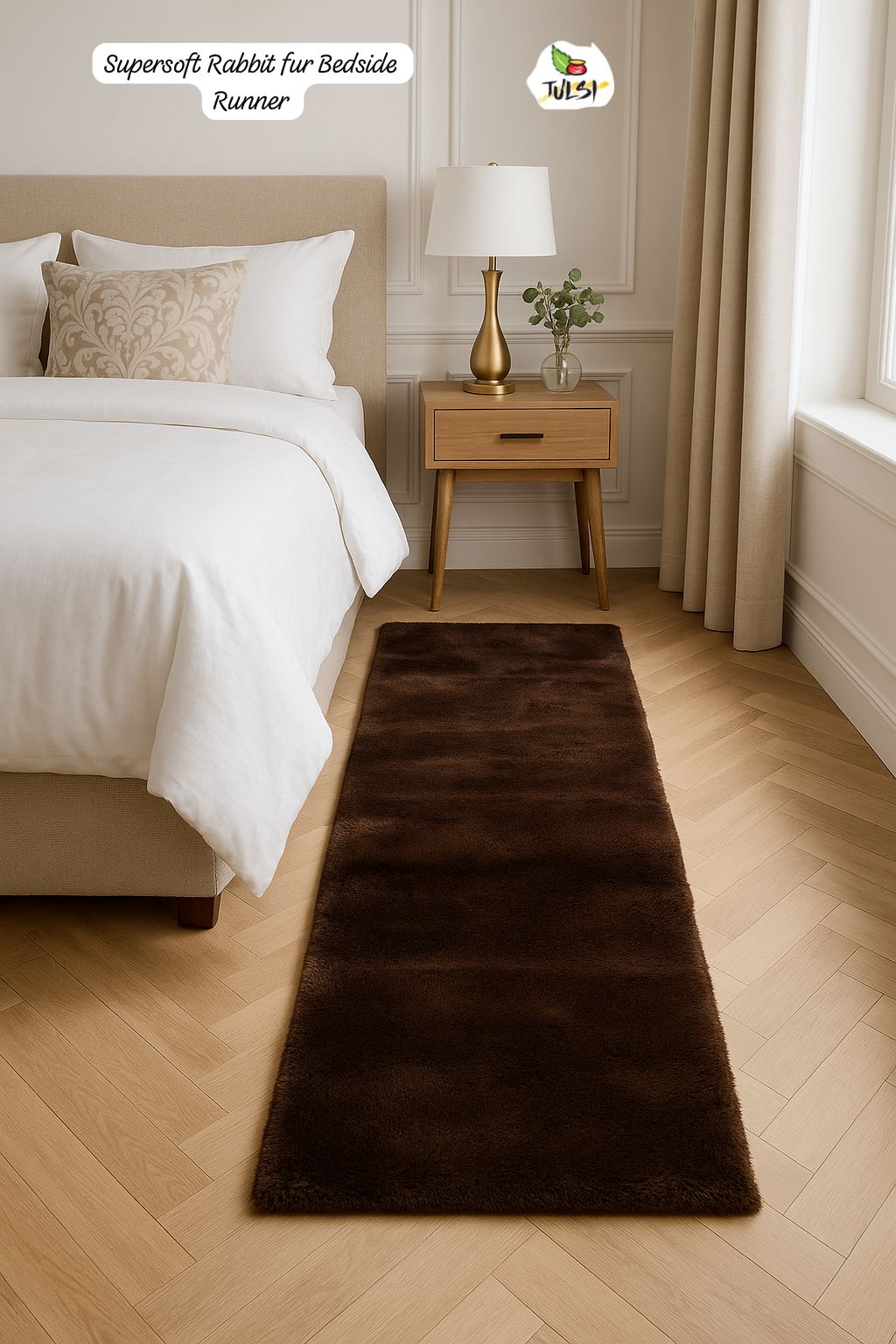 Supersoft Chocolate Brown Rabbit Fur Bedside Runner