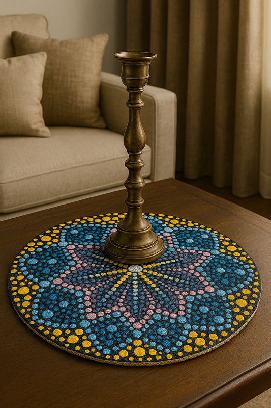 Elegant Multicolor Round Decorative Mat for Living Room Stylish Home Décor