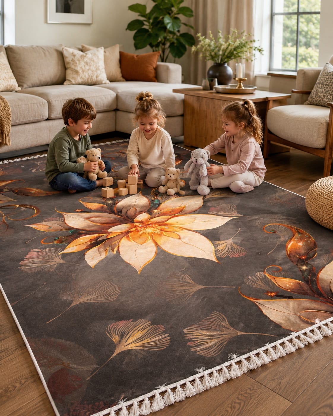 Premium Persian Style Floral 🌸 Printed Carpet – 5×7 Feet Big Size for Living Room & Bedroom