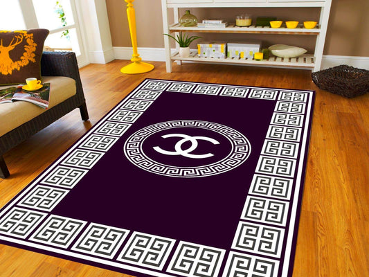 Premium Velvet Designer Carpet with Geometric Border & Central Pattern – 5 x 7 Feet