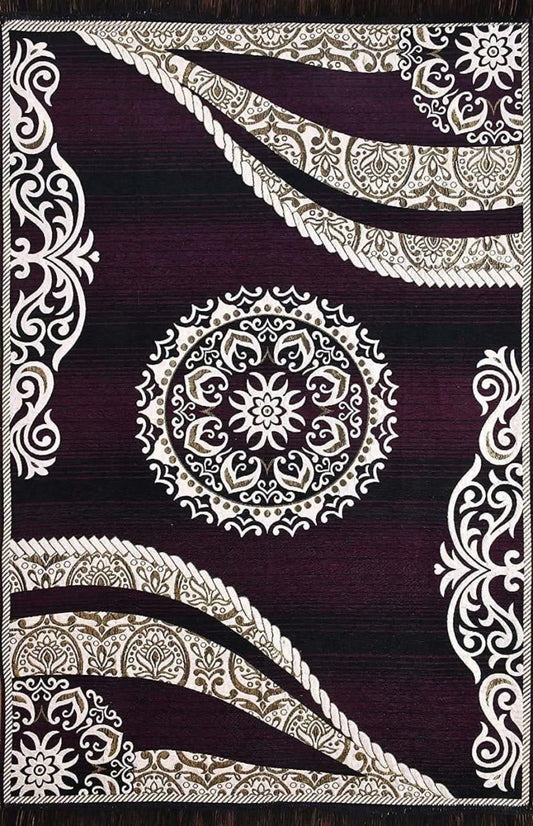 Premium Velvet Chenille Designer Carpet with Elegant Floral Pattern – 5 x 7 Feet