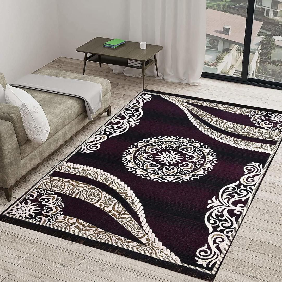 Premium Elegant Floral Pattern Velvet Carpet for Living Room – 5 × 7 Feet