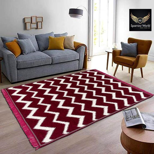 Premium Maroon & White Zigzag Pattern Designer Carpet