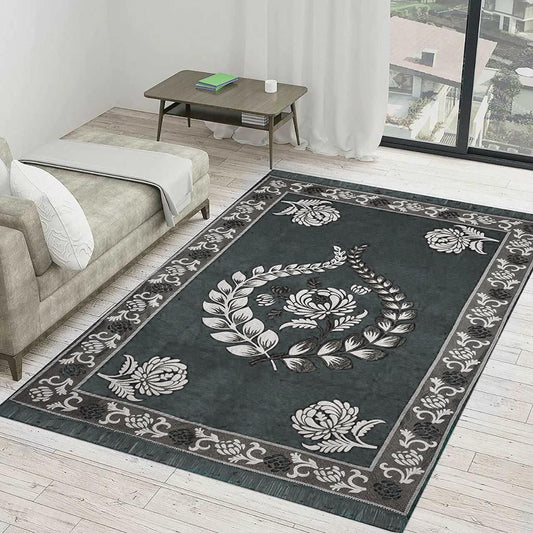 Luxury Floral Jacquard Rug with Anti-Skid Backing