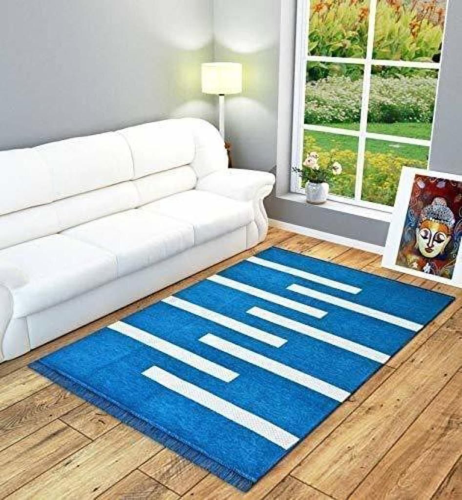 Modern Blue Geometric Pattern Area Rug for Living Room & Bedroom