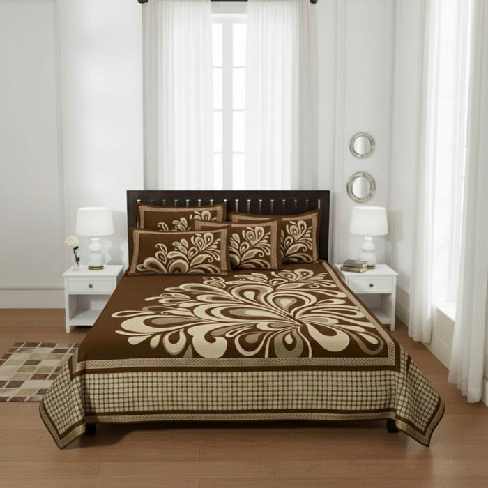 Elegant Floral Printed Chenille King Bedcover