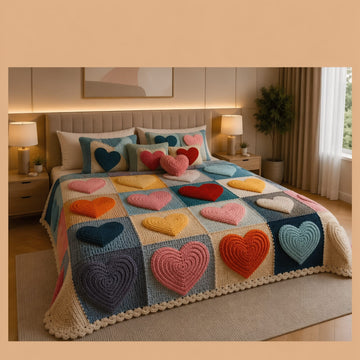 Premium 7D Purple Rose Quilted Vision King Size Bedsheet