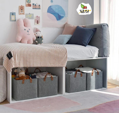 Grey Foldable Fabric Storage Box – Multipurpose Clothes & Miscellaneous Items Organizer with Handles, Wire Frame & Space-Saving Design