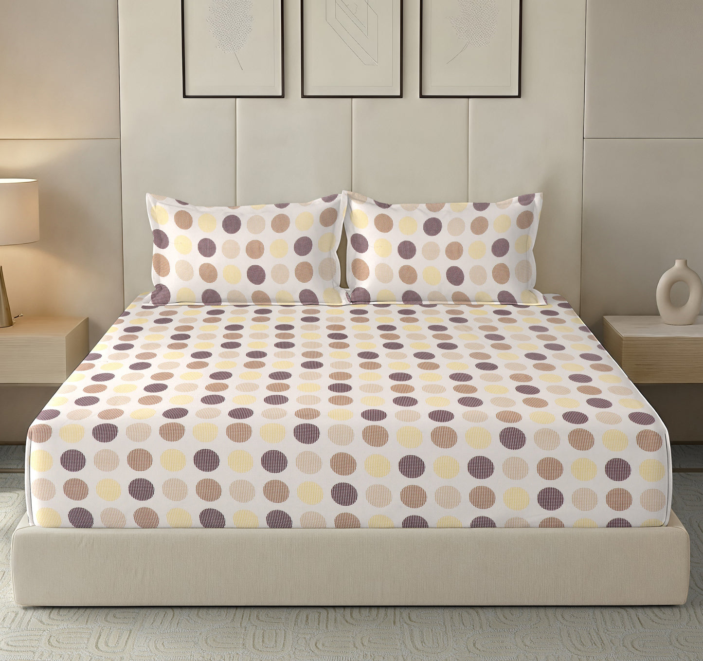 Kashyapa Rugs Premium Double Bed Flat Bedsheet with 2 Pillow Covers | Soft, Breathable & Durable Bedding Set