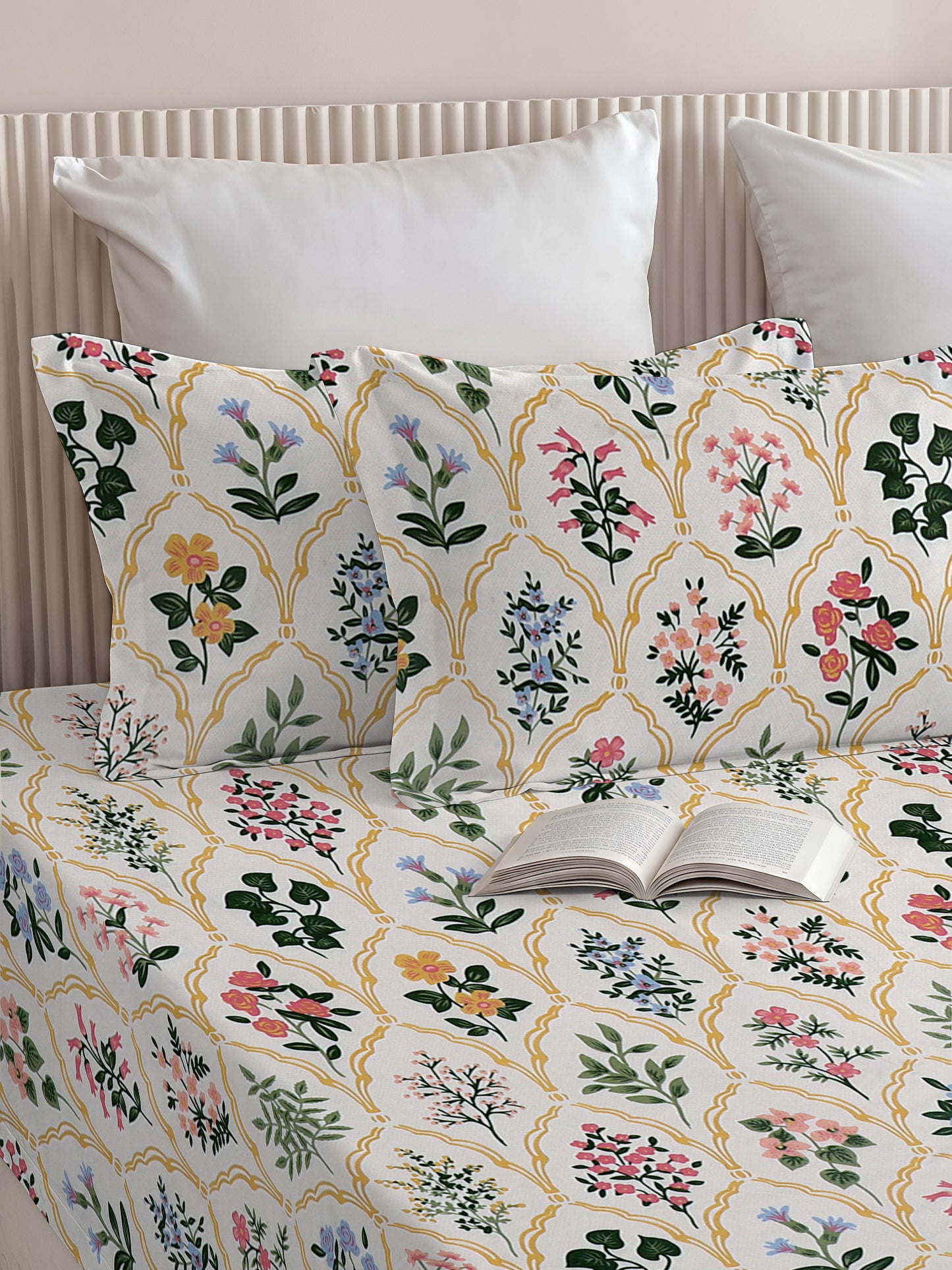 Kashyapa Rugs - Primium Glace Cotton Fitted (Elastic) Bedsheet + 2 Pillow Covers