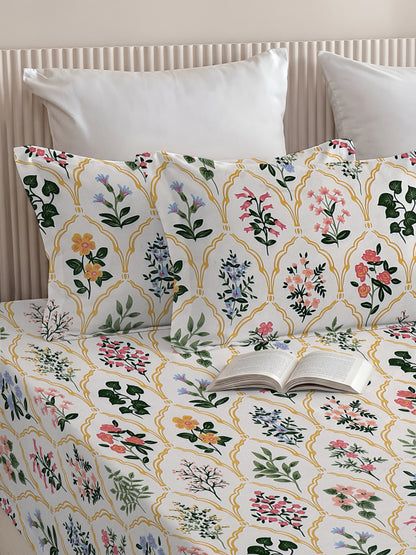 Kashyapa Rugs - Primium Glace Cotton Fitted (Elastic) Bedsheet + 2 Pillow Covers