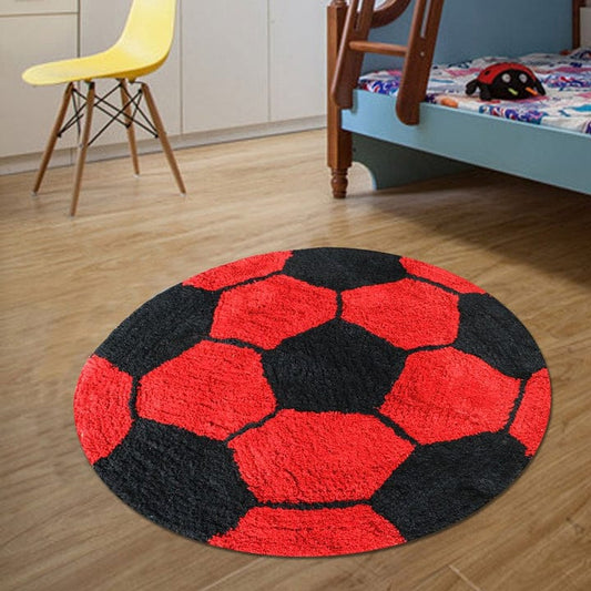 Red Football Modern Design - Premium Soft Latest Round Shaggy Rug