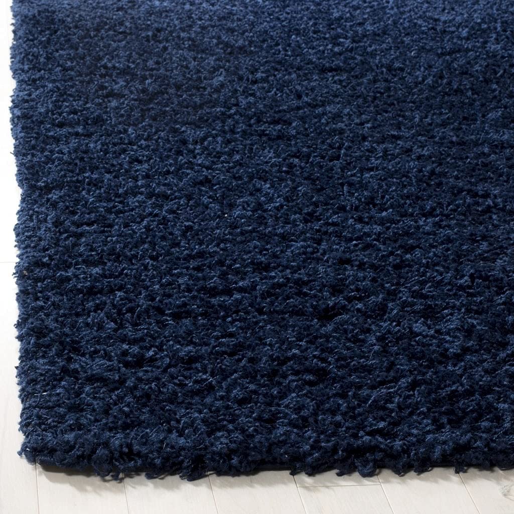 Kashyapa Rugs Collection - Navy Blue Plain - Premium Fluffy Shaggy Hand tufted Super soft Microfiber Carpet